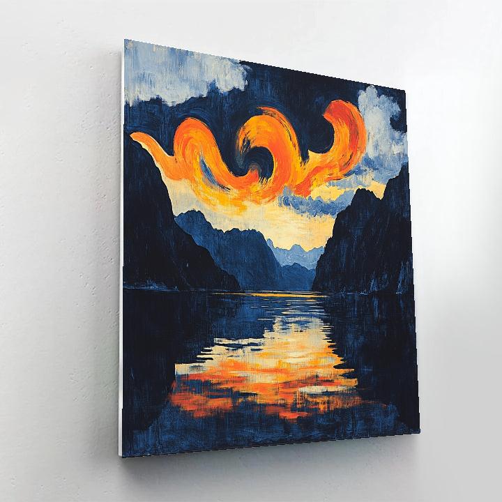 Edvard Munch Inspired Eclipse Over The Breathing Fjord Numbered painting kits