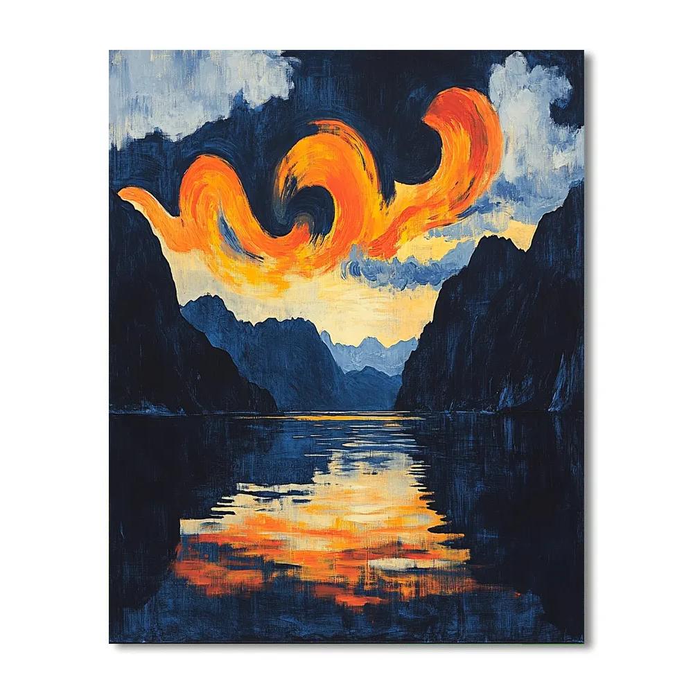 Edvard Munch Inspired Eclipse Over The Breathing Fjord Numbered painting kits