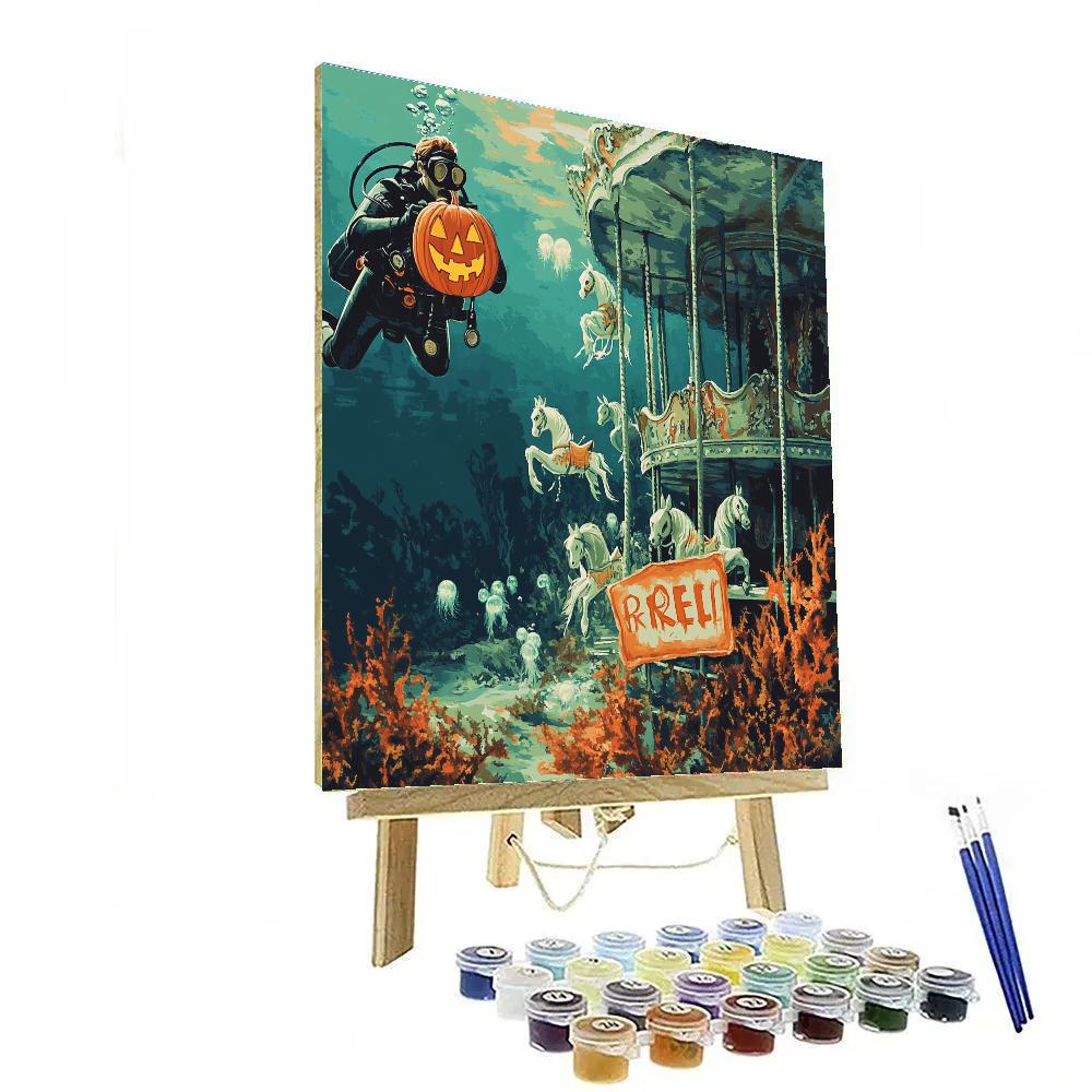 Spooky Underwater Lantern Dive painting number kit