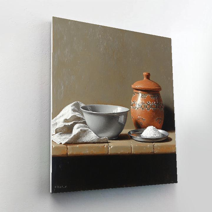 Diego Velázquez Inspired Pantry Shelf With Ceramics, Coarse Salt, And Linen Shadow Paint by numbers art