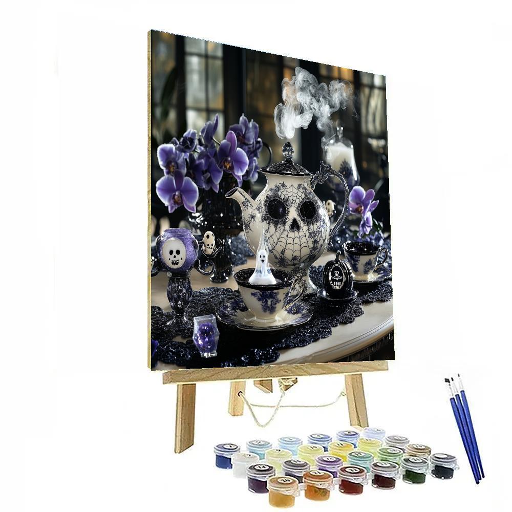 Midnight Tea With Haunted Porcelain Masks paint by number