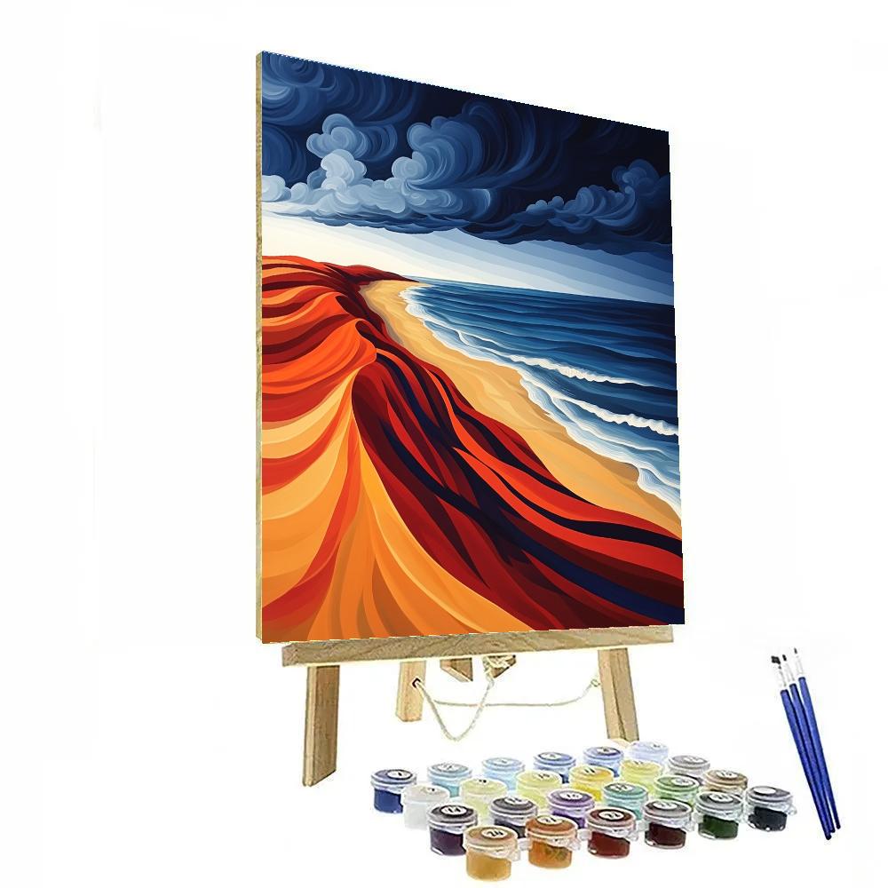 Edvard Munch Inspired Tidewind Storm Across Scarlet Dunes Paint by numbers art