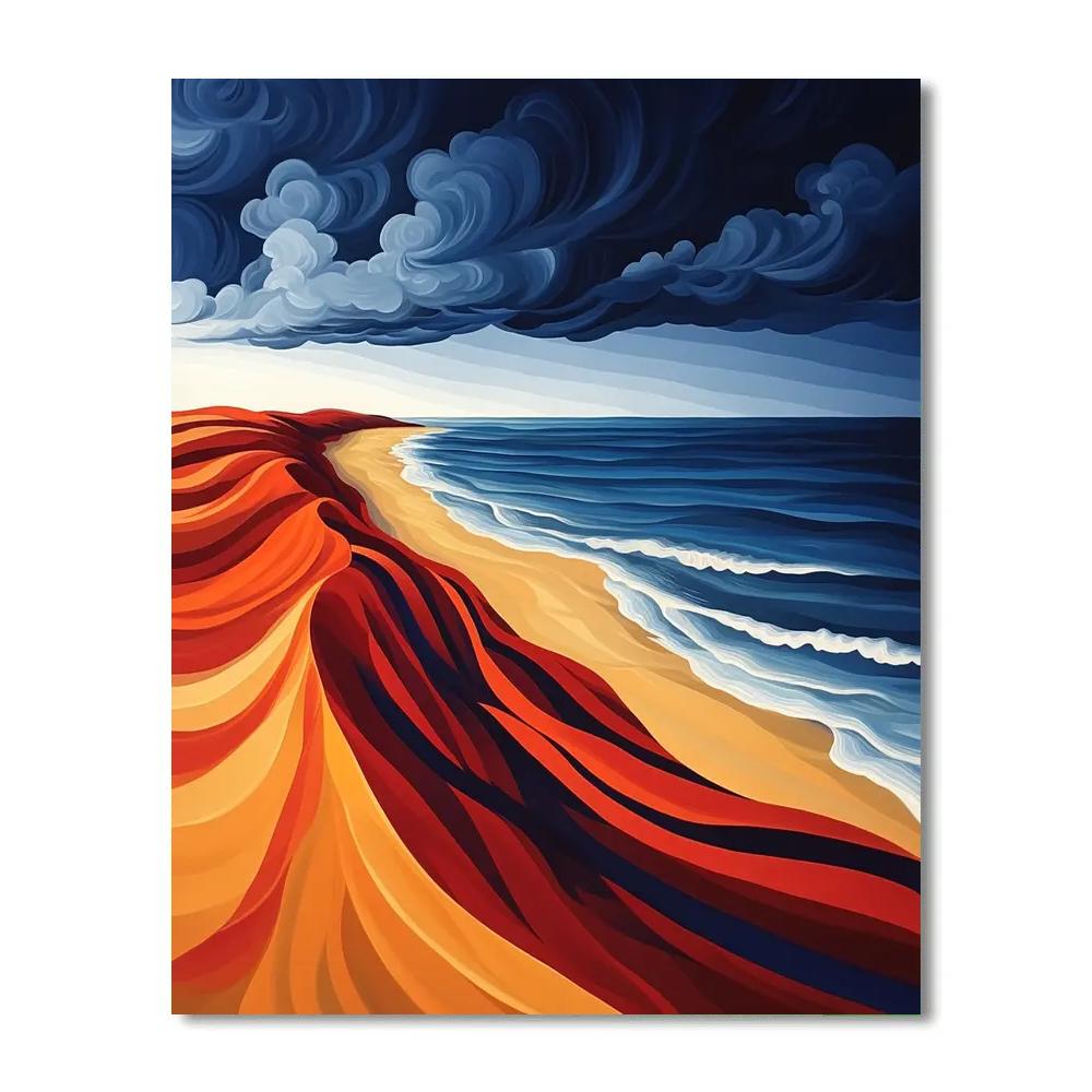 Edvard Munch Inspired Tidewind Storm Across Scarlet Dunes Paint by numbers art