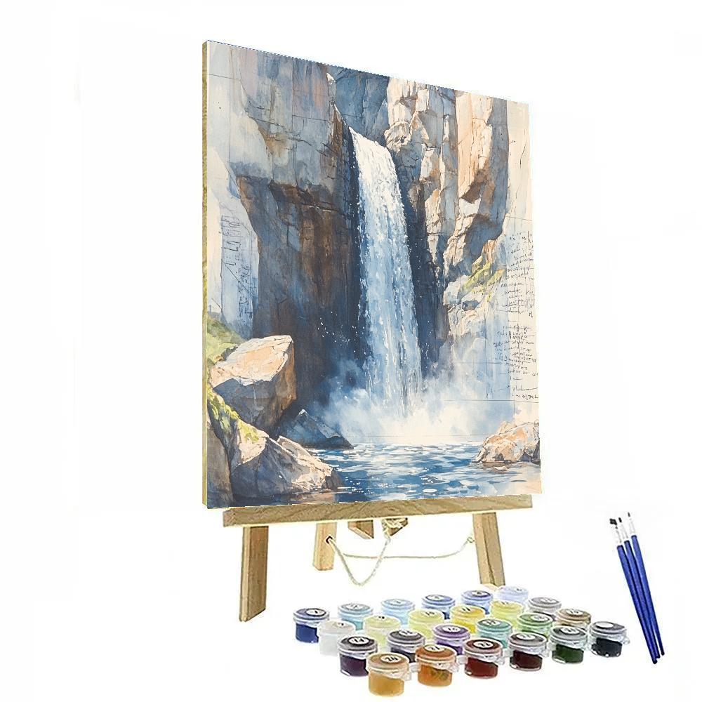 Leonardo Da Vinci Inspired Waterfall Veil Studies painting number kit
