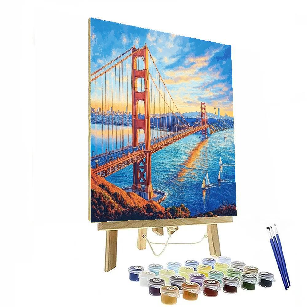 Golden Gate Bridge At Sunrise San Francisco United States painting number kit