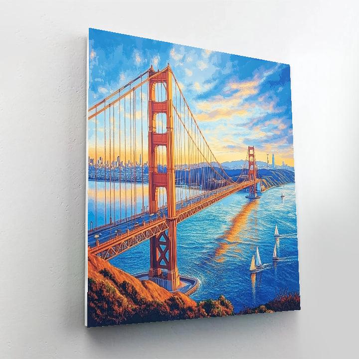 Golden Gate Bridge At Sunrise San Francisco United States painting number kit