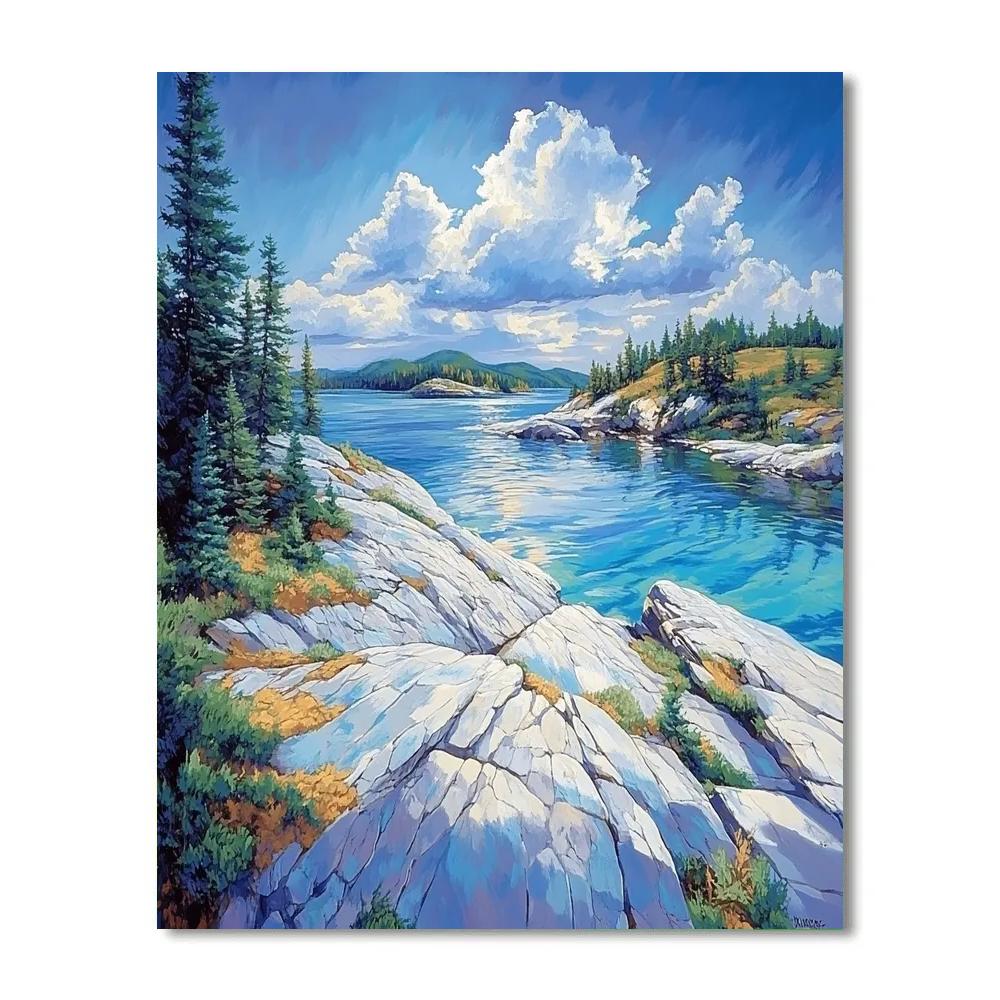 Franklin Carmichael Inspired Quartz Ridge And Turquoise Inlet Number painting