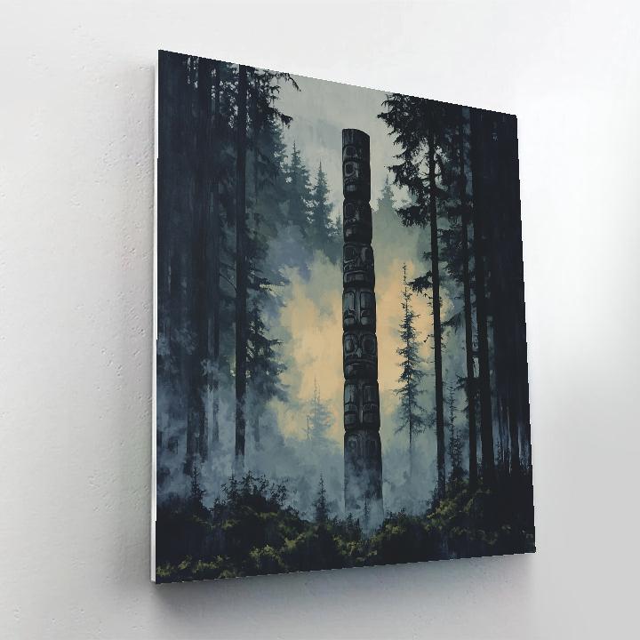 Emily Carr Inspired Totem Echoes In Foggy Rainforest Numbered painting kits