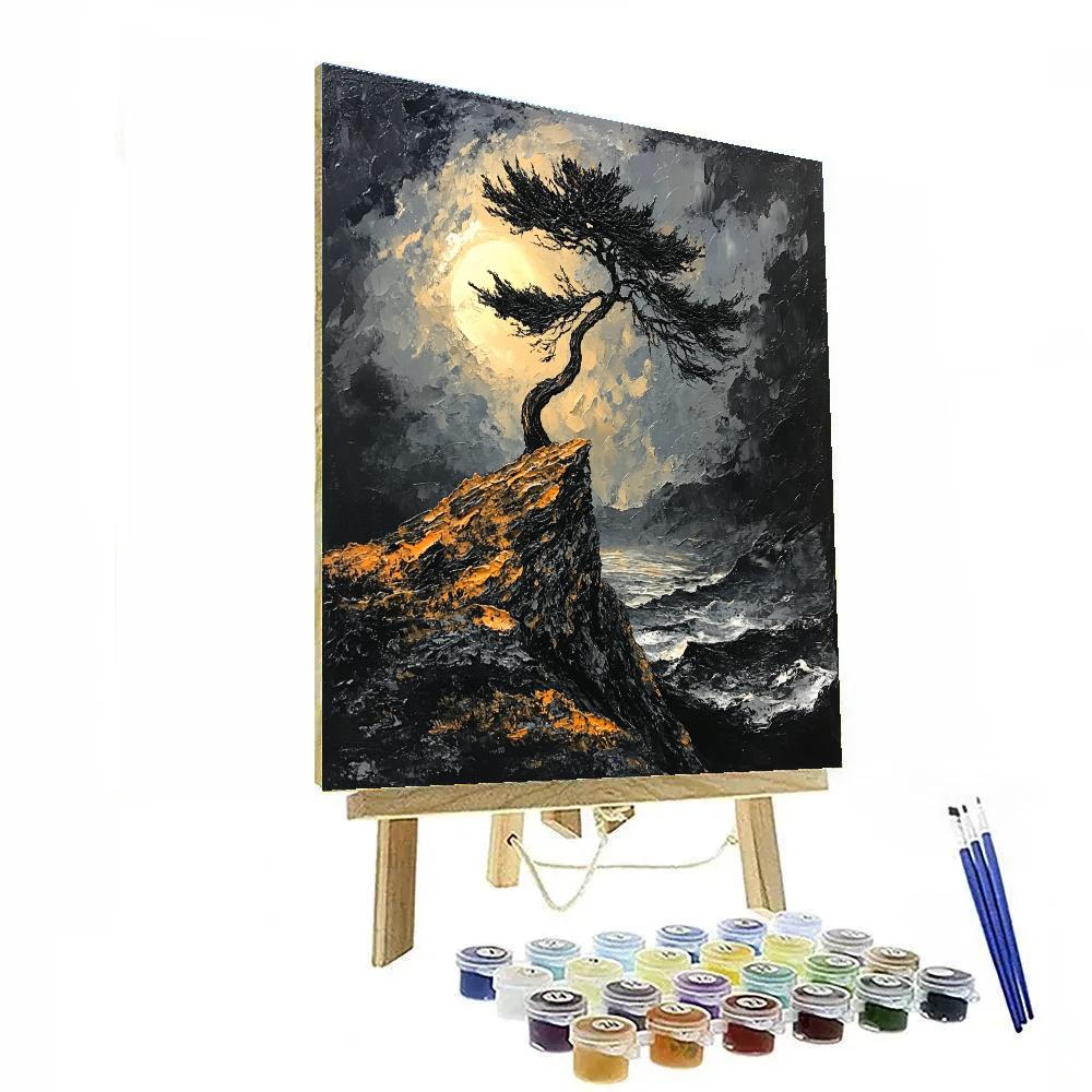 Francisco Goya Inspired Wind Bent Cypress On Basalt Ridge Numbered painting kits