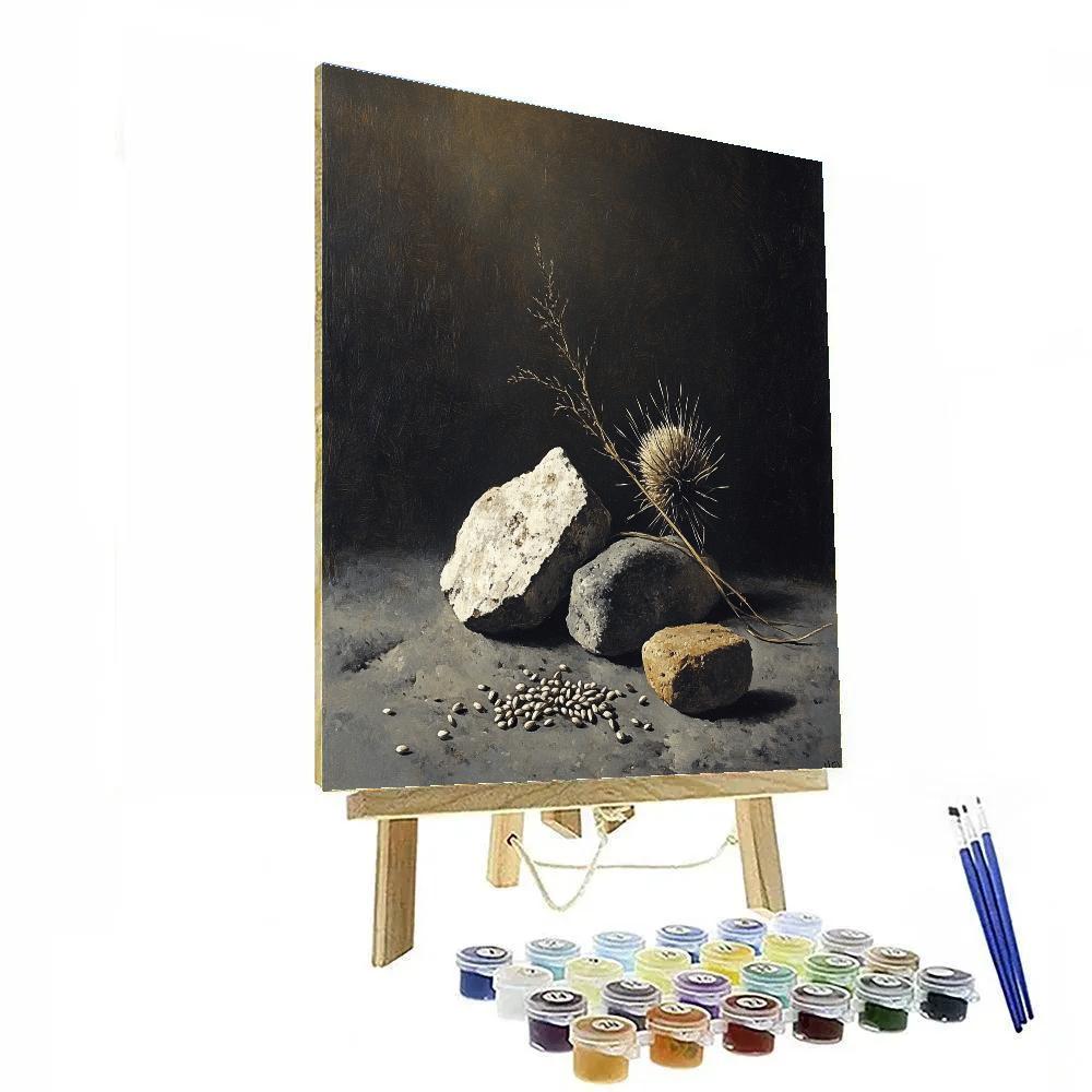 Francisco Goya Inspired Still Life Of Weathered Stones And Withered Thistle Paint by numbers kits
