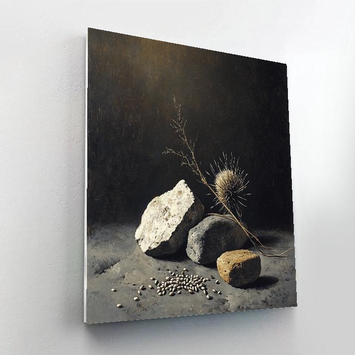 Francisco Goya Inspired Still Life Of Weathered Stones And Withered Thistle Paint by numbers kits