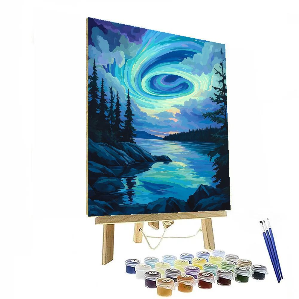 Frederick Varley Inspired Aurora Over Slate Lake Numbered painting kits
