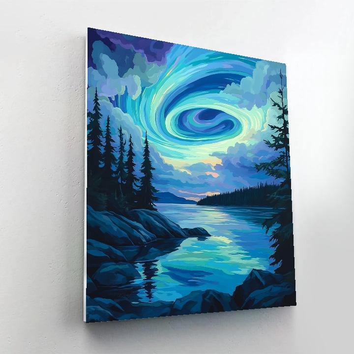 Frederick Varley Inspired Aurora Over Slate Lake Numbered painting kits