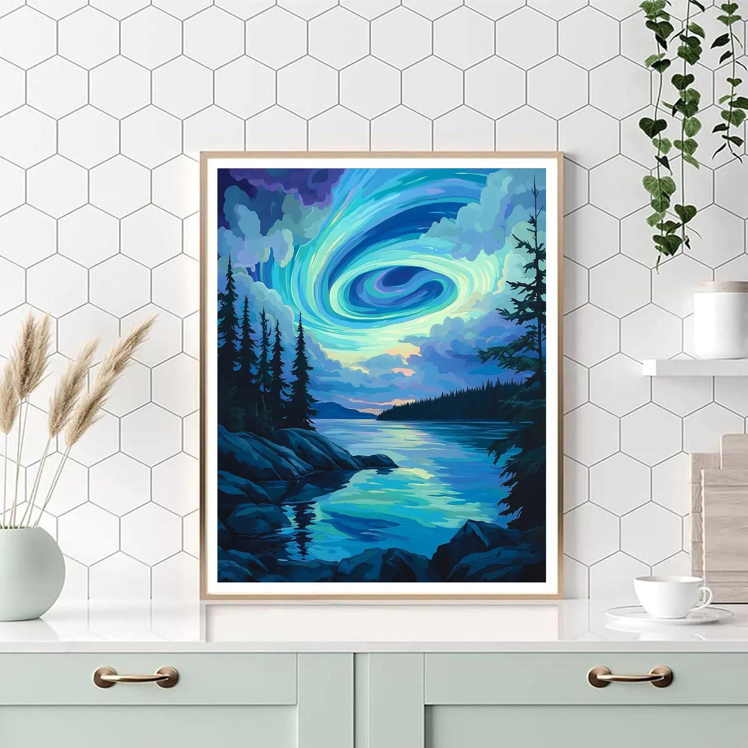 Frederick Varley Inspired Aurora Over Slate Lake Numbered painting kits