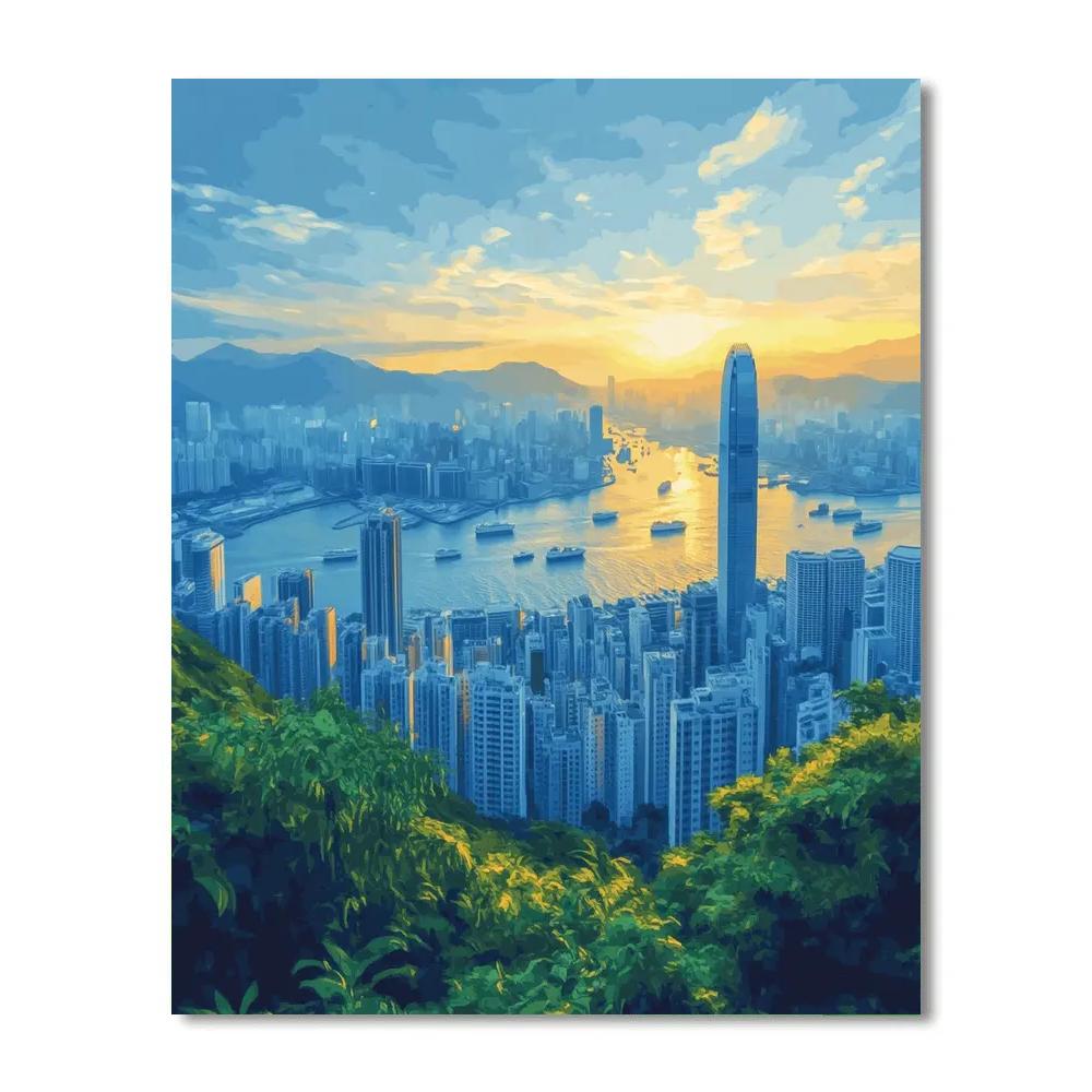 Victoria Peak Skyline View Hong Kong China Numbered painting kits