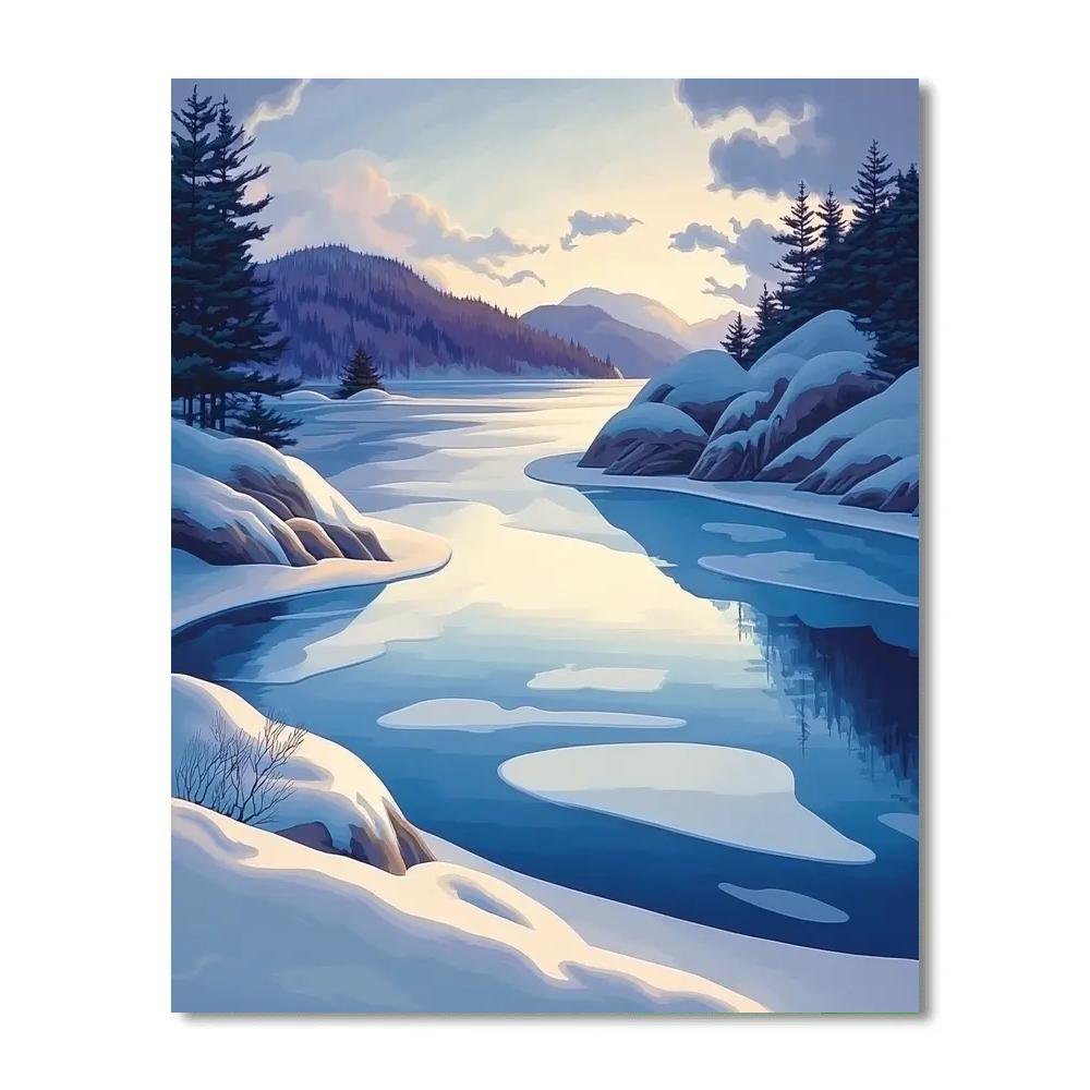 Franklin Carmichael Inspired Winter Violet Shadows On Sunlit Bay Number painting