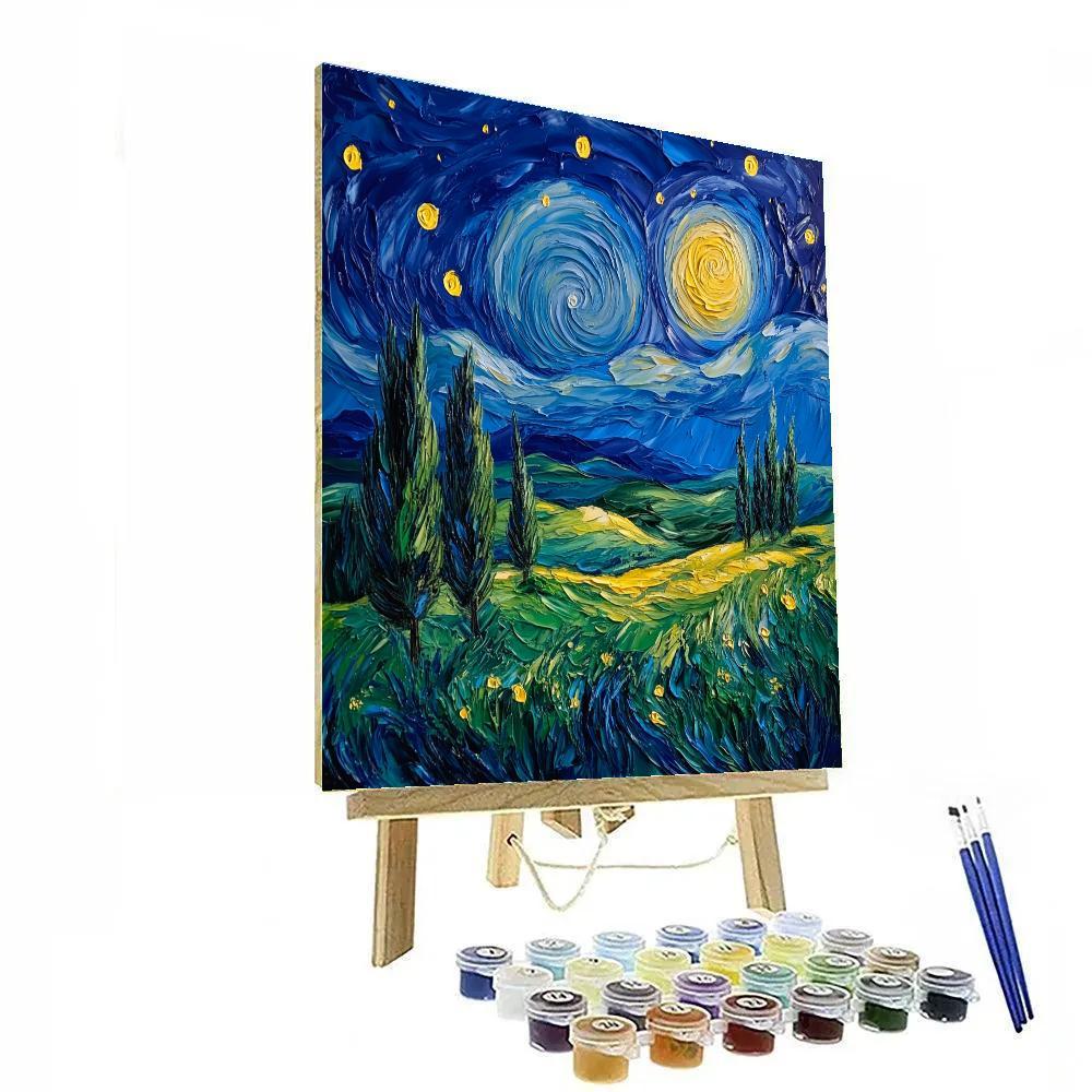 Van Gogh Inspired Starry Countryside Number painting