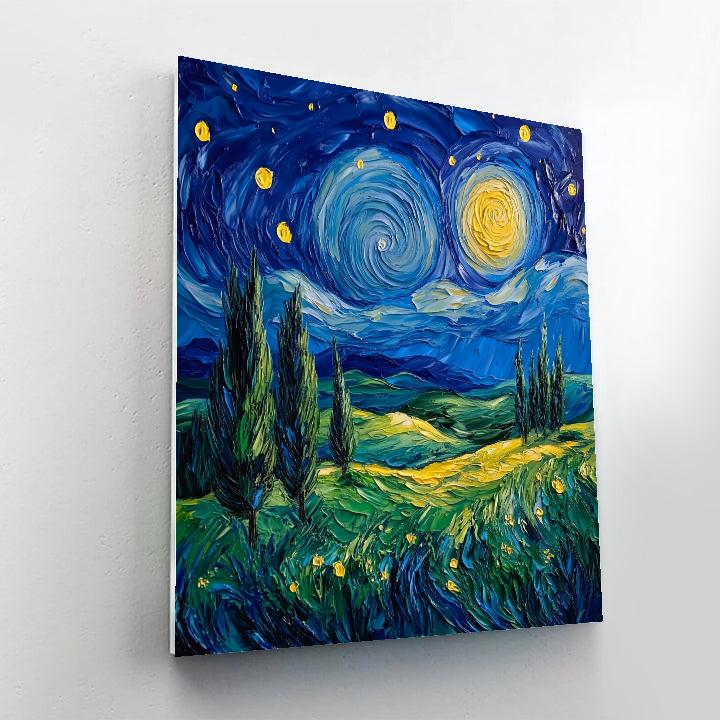 Van Gogh Inspired Starry Countryside Number painting