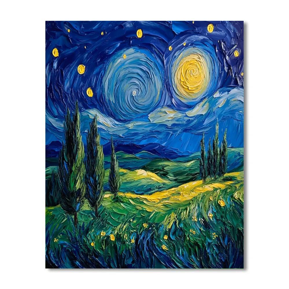 Van Gogh Inspired Starry Countryside Number painting