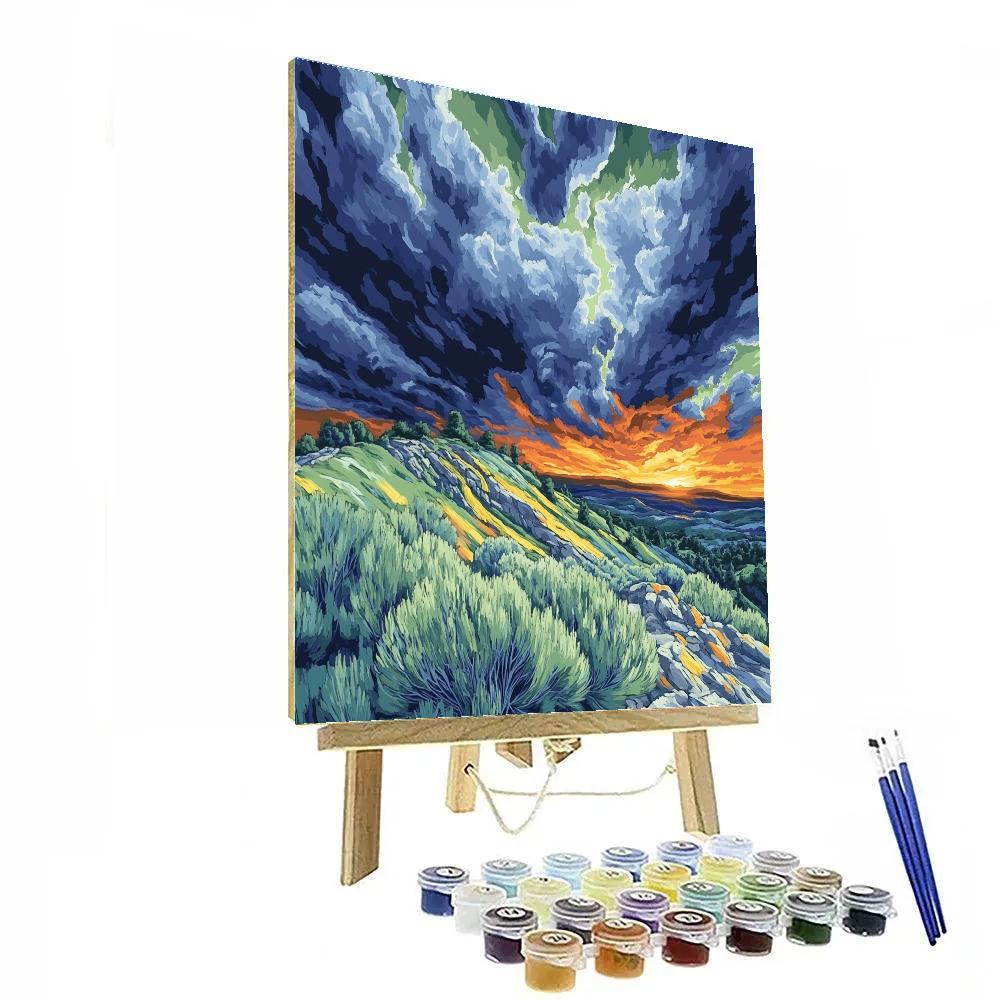 Frederick Varley Inspired Citron Storm Over Wind Carved Ridge paint by color