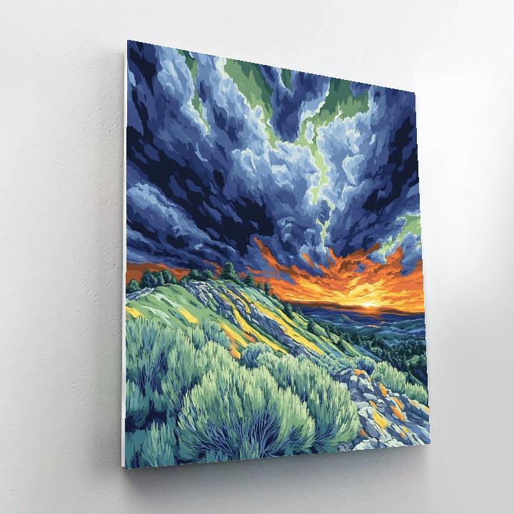 Frederick Varley Inspired Citron Storm Over Wind Carved Ridge paint by color