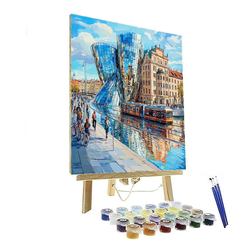 Dancing House Reflections Prague Czech Republic Numbered painting kits