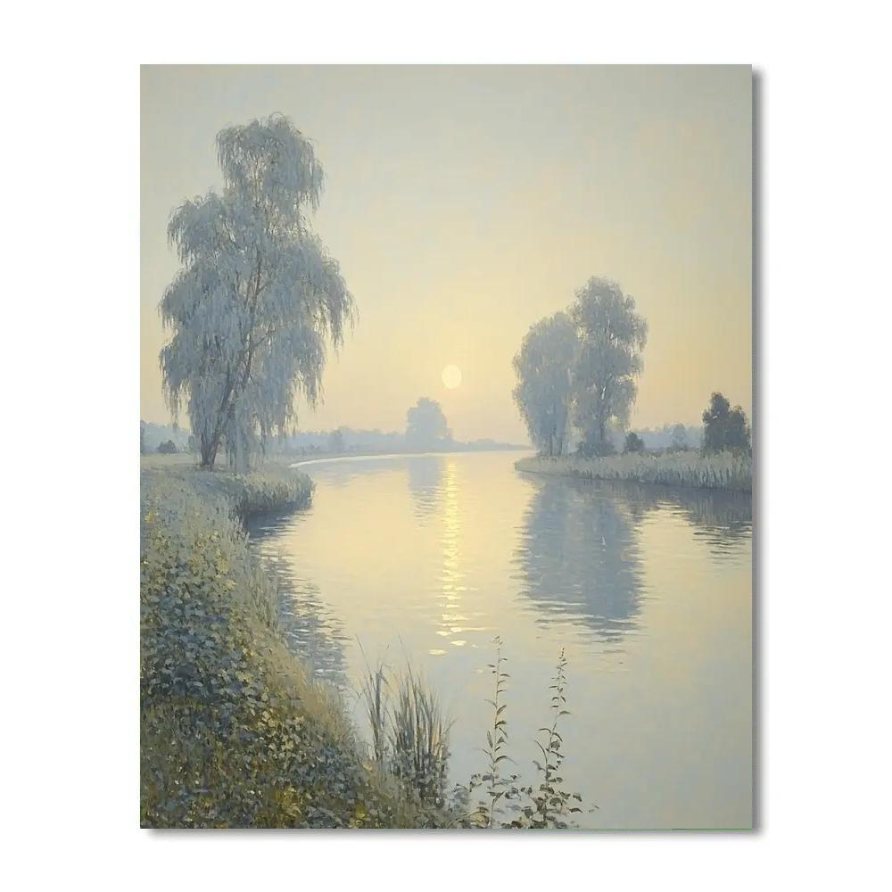 Claude Monet Inspired Riverbank Silver Dawn painting number kit