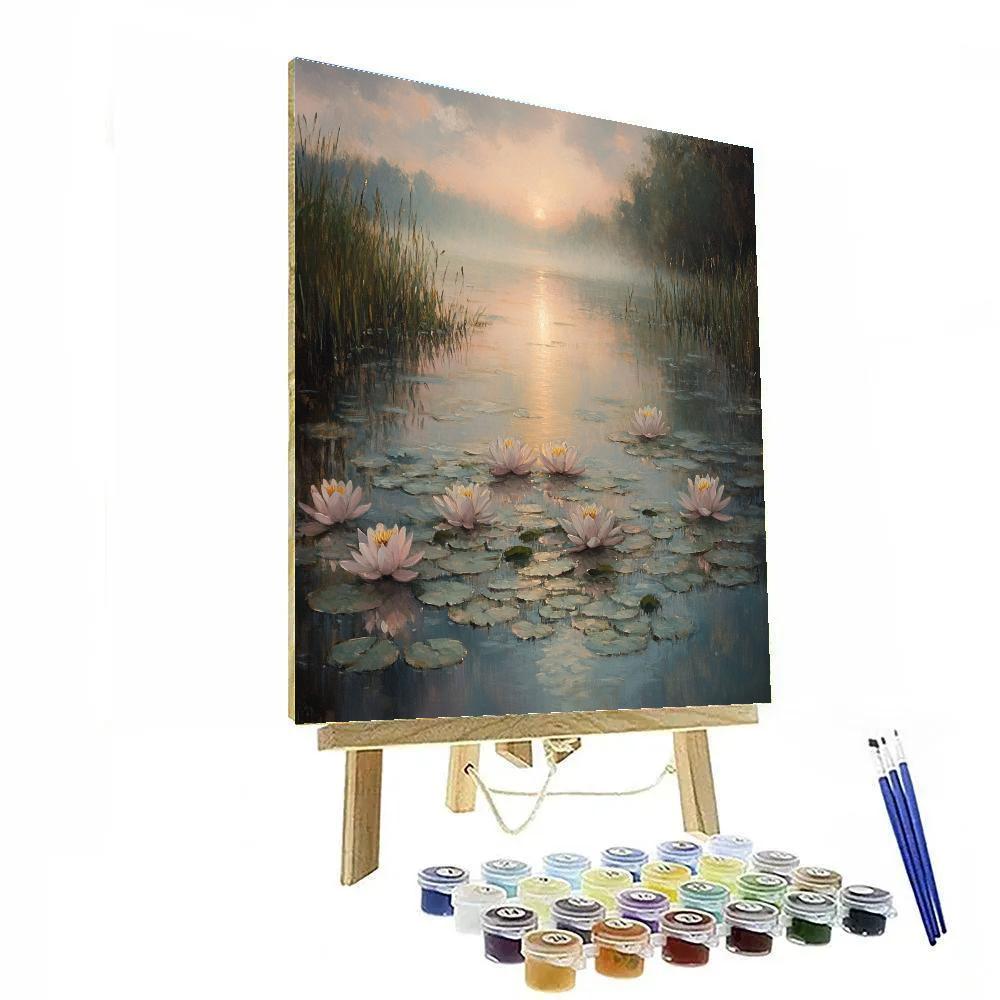 Monet Inspired Water Lilies At Dawn paint by numbers