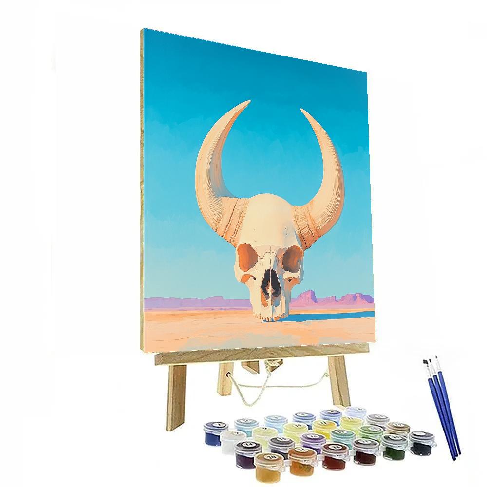 Georgia O’Keeffe Inspired Sun Bleached Horn And Turquoise Sky Number painting