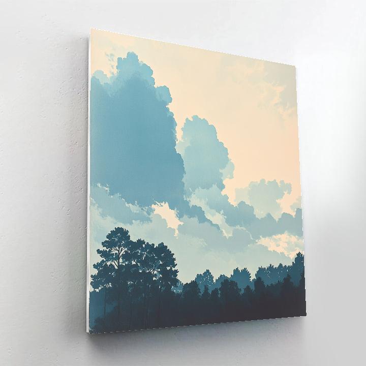 Hiroshige Inspired Luminous Rainfront Over Silent Pines Paint by numbers kits
