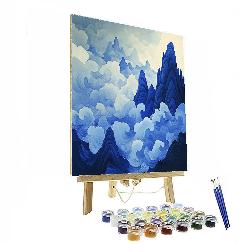 Hokusai Inspired Mountain Storm Number painting