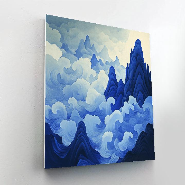 Hokusai Inspired Mountain Storm Number painting