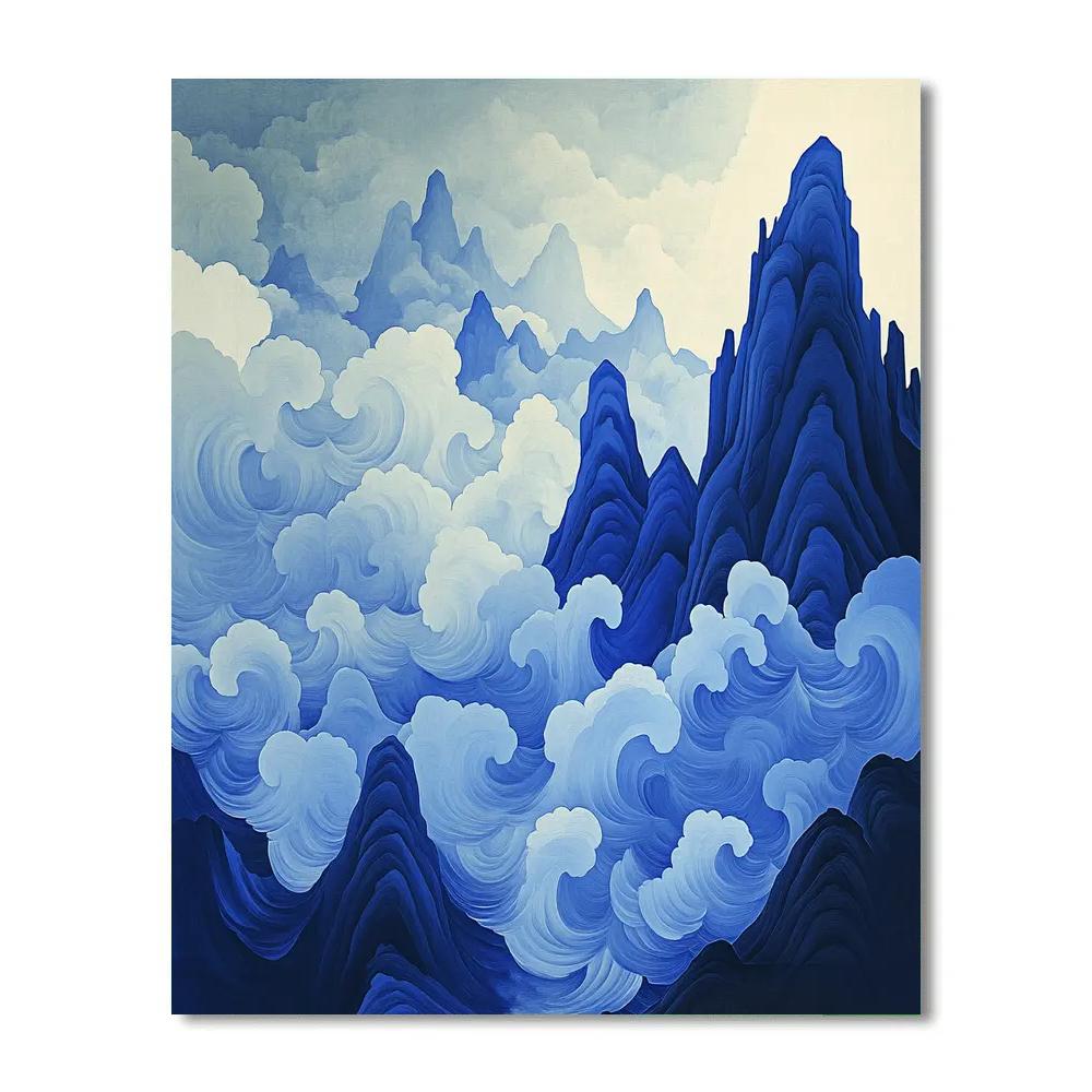 Hokusai Inspired Mountain Storm Number painting