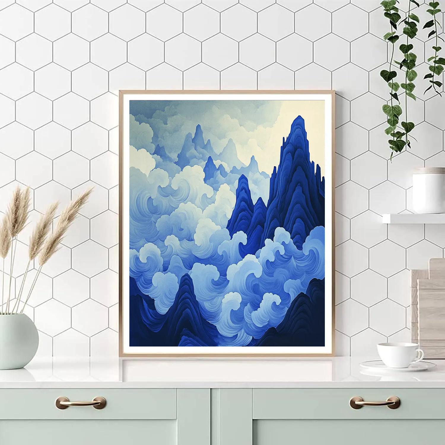 Hokusai Inspired Mountain Storm Number painting