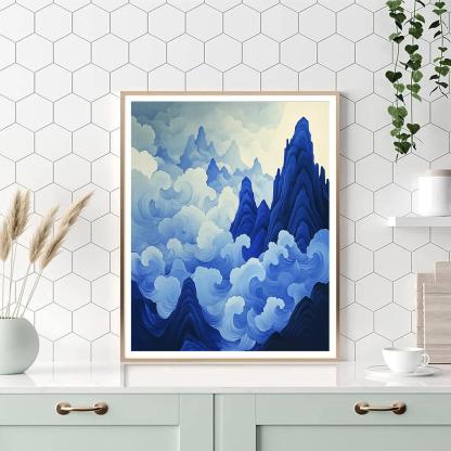 Hokusai Inspired Mountain Storm Number painting