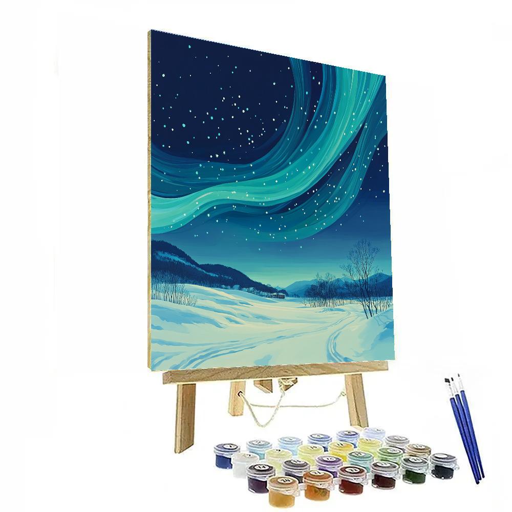Hiroshige Inspired Aurora Snowfall Reverie painting number kit