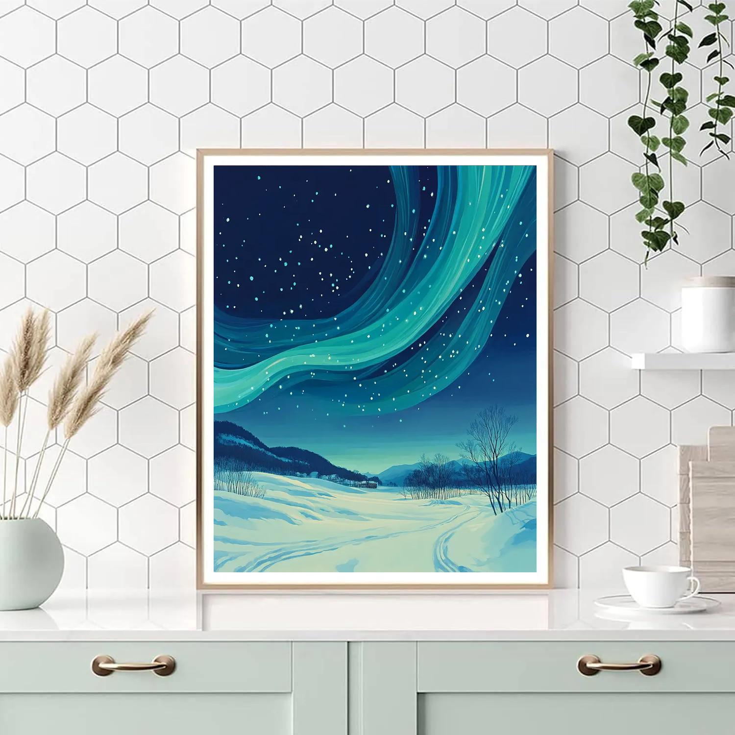 Hiroshige Inspired Aurora Snowfall Reverie painting number kit
