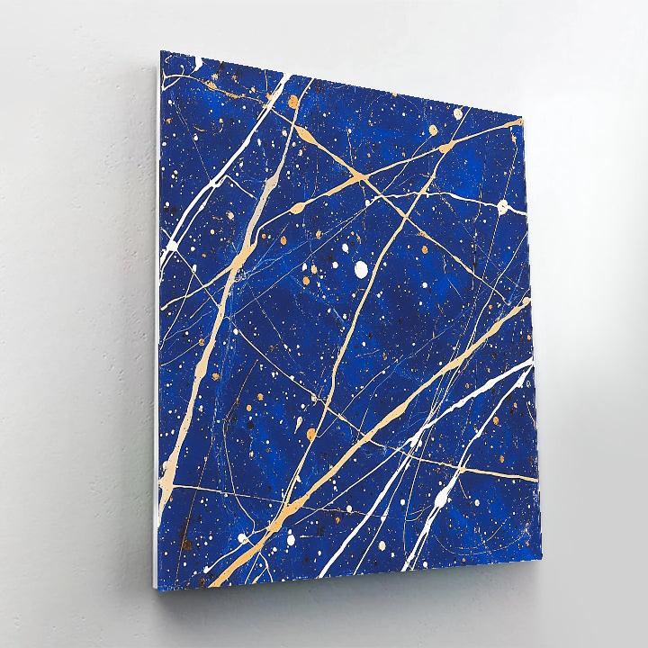 Jackson Pollock Inspired Monsoon Pressure Field In Ochre And Cobalt painting number kit