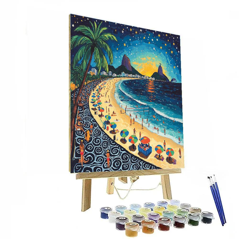 Copacabana Promenade Rio De Janeiro Brazil DIY paint by numbers