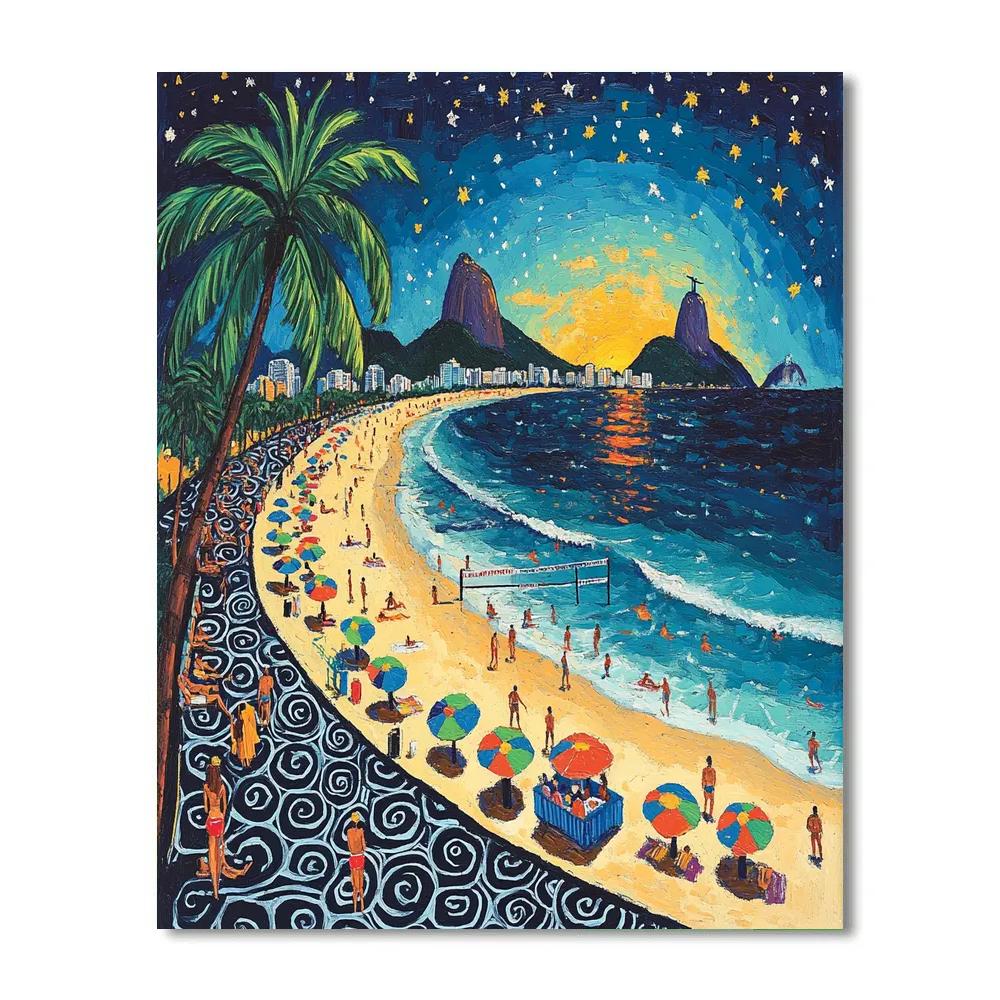 Copacabana Promenade Rio De Janeiro Brazil DIY paint by numbers