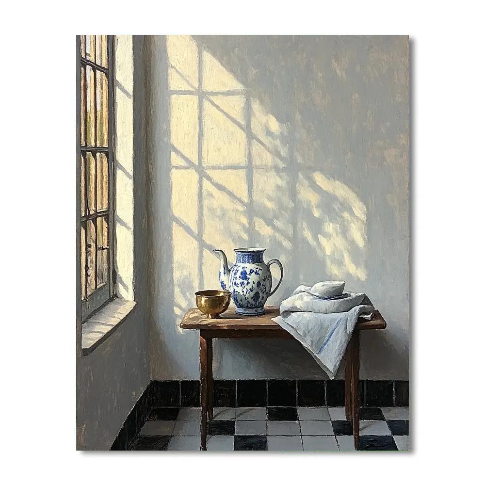 Johannes Vermeer Inspired Pearl Light On Delft Tiles Paint by numbers kits