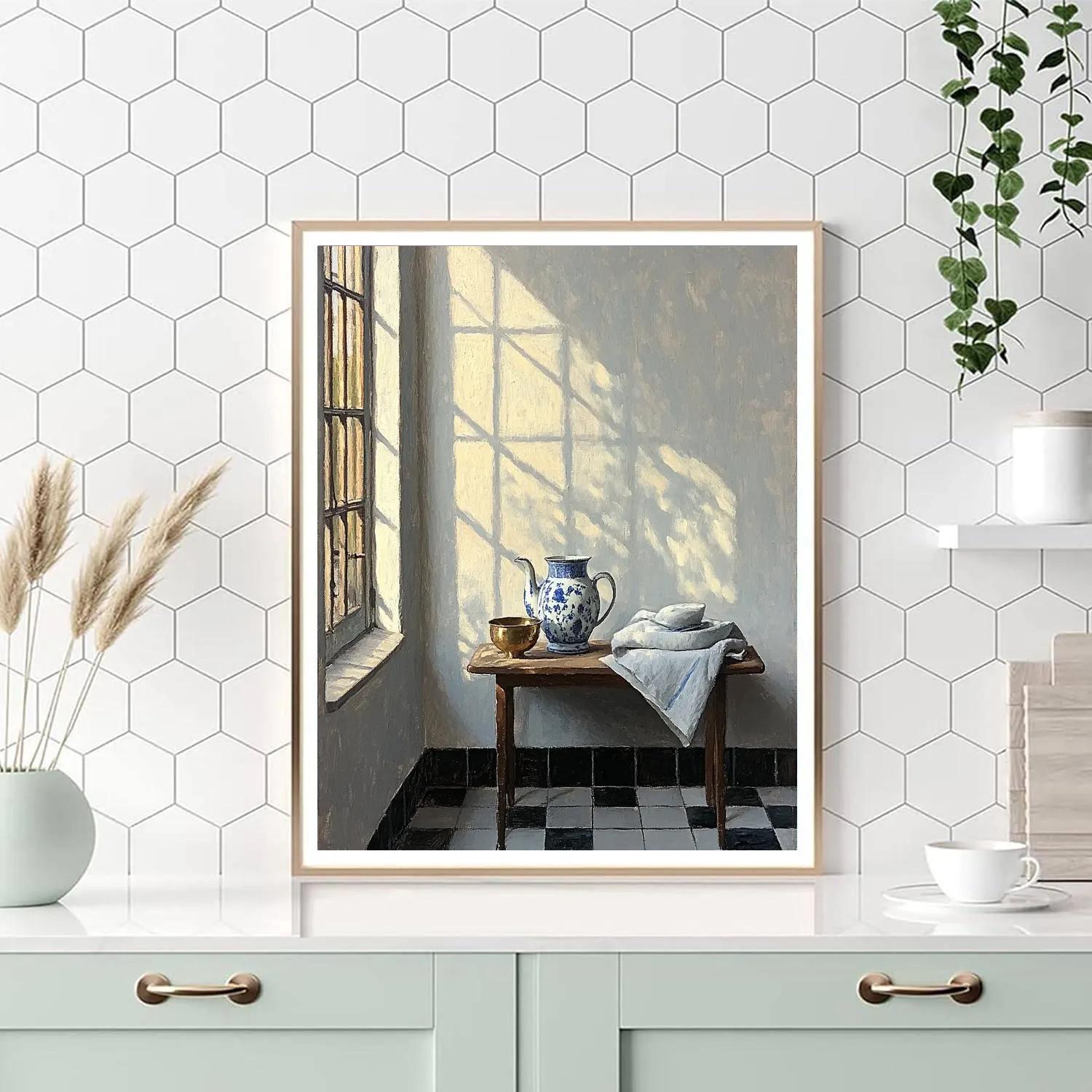 Johannes Vermeer Inspired Pearl Light On Delft Tiles Paint by numbers kits