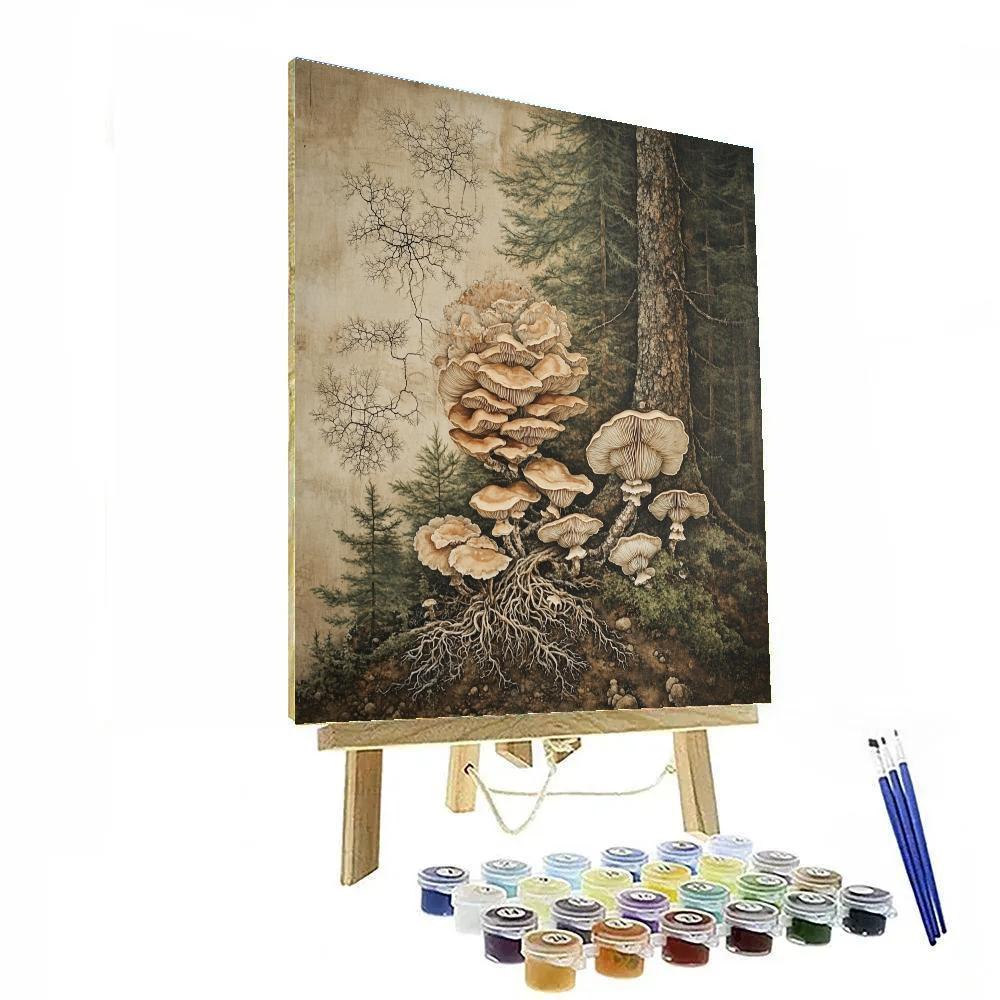 Leonardo Da Vinci Inspired Ancient Forest Mycelium Web paint by numbers