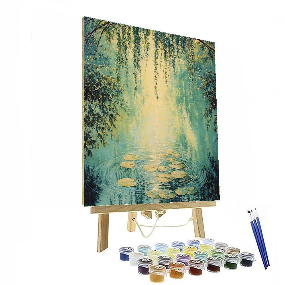 Claude Monet Inspired Willow Reflections In Breeze DIY paint by numbers