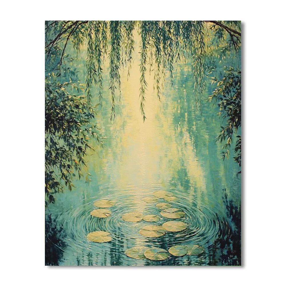 Claude Monet Inspired Willow Reflections In Breeze DIY paint by numbers
