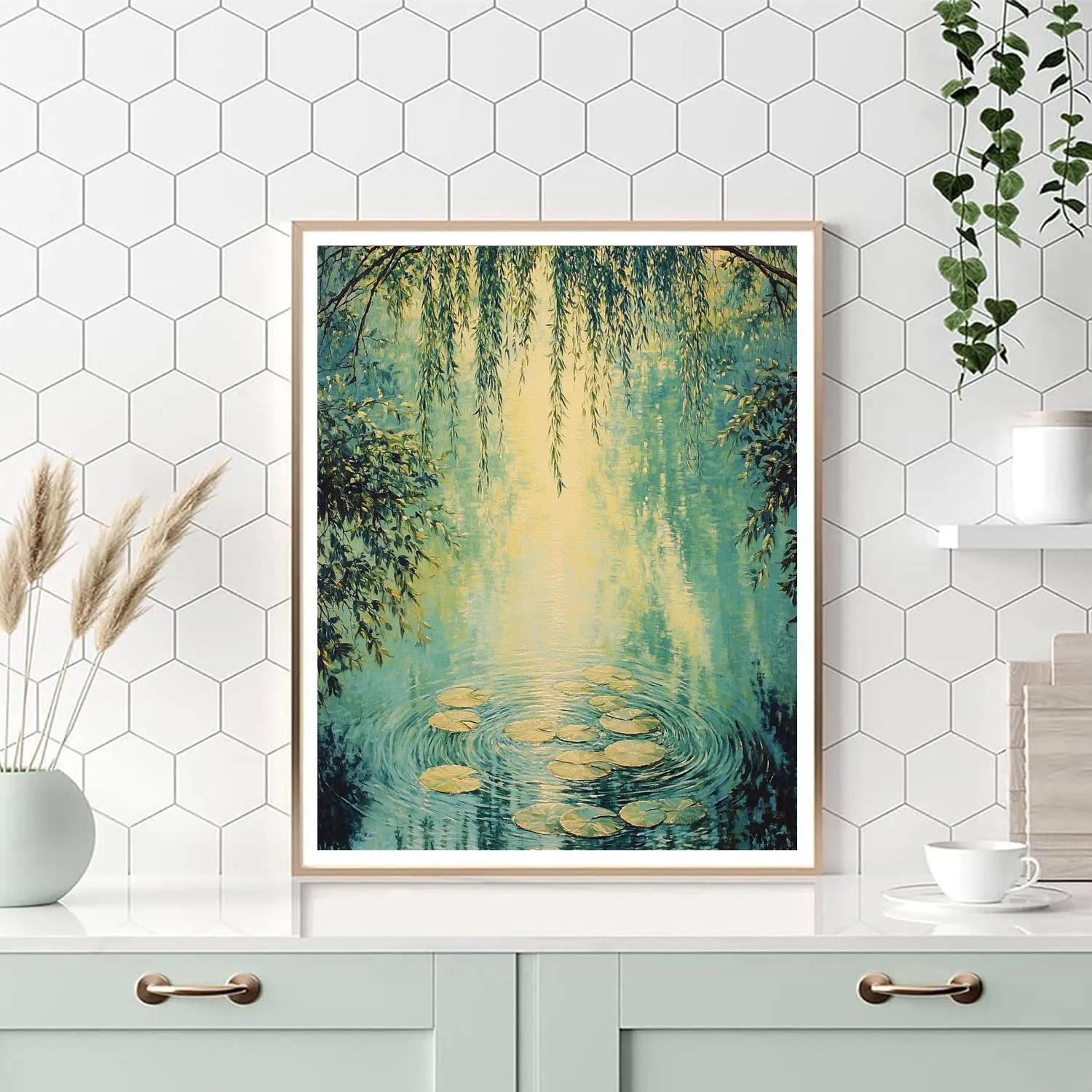Claude Monet Inspired Willow Reflections In Breeze DIY paint by numbers