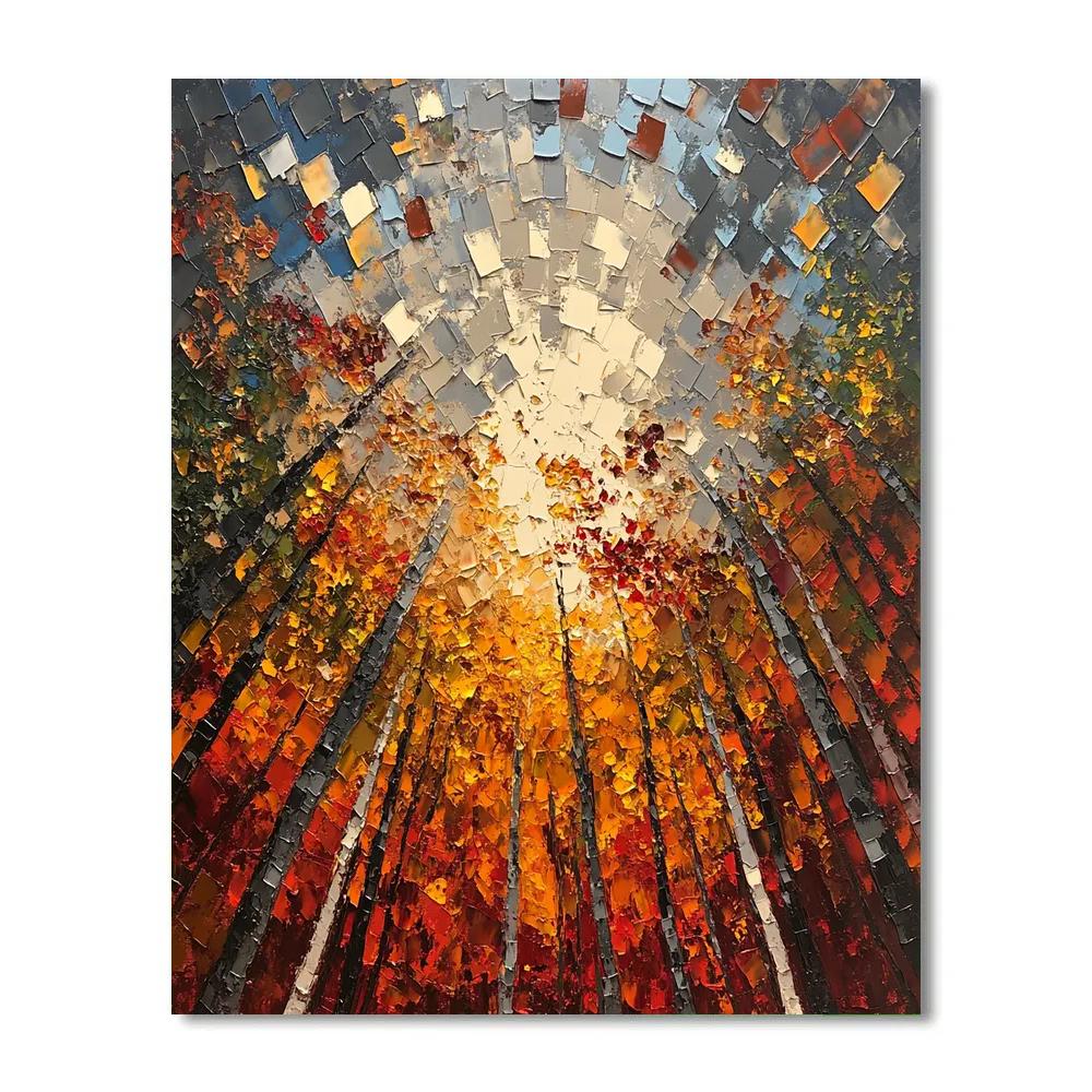 Jean-Paul Riopelle Inspired Autumn Embers Canopy Mosaic DIY paint by numbers