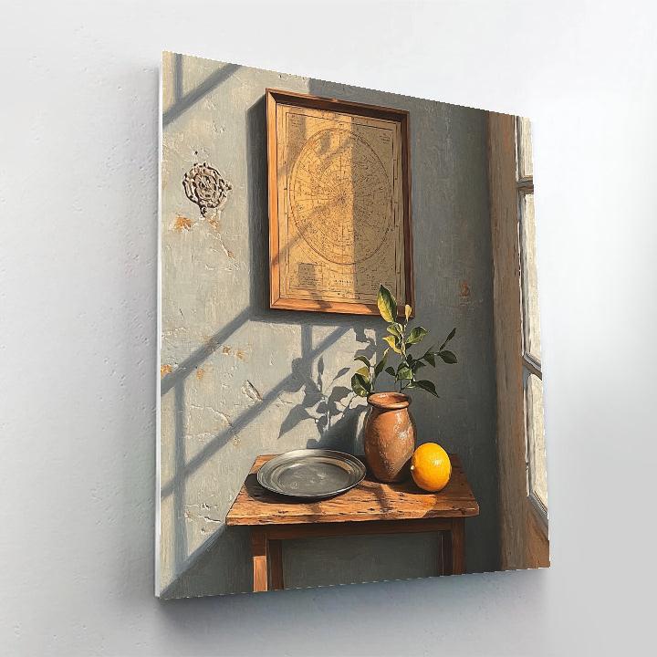 Johannes Vermeer Inspired Lapis Map Wall And Sunlit Pewter DIY paint by numbers
