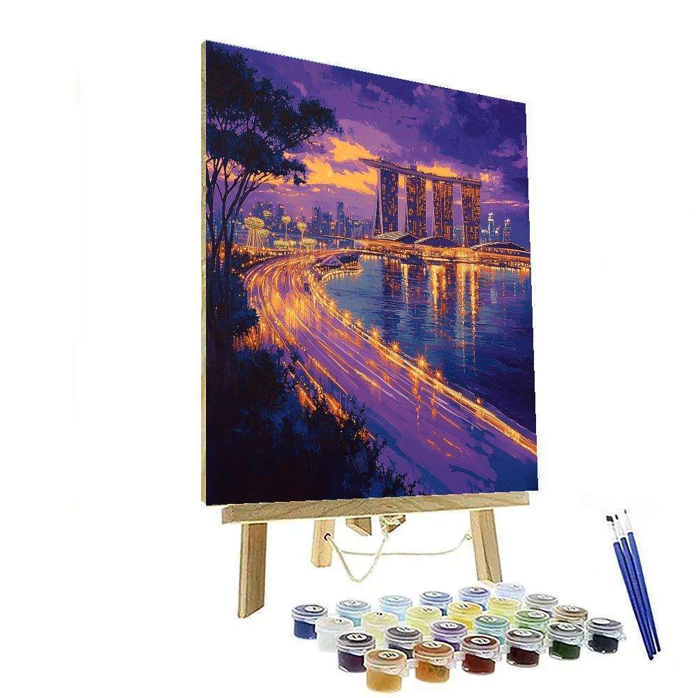 Marina Bay Sands Skyline Singapore Painting by numbers kit
