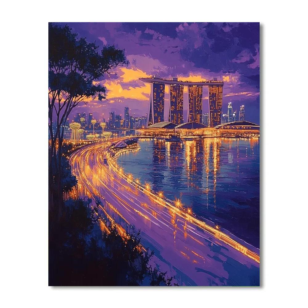 Marina Bay Sands Skyline Singapore Painting by numbers kit